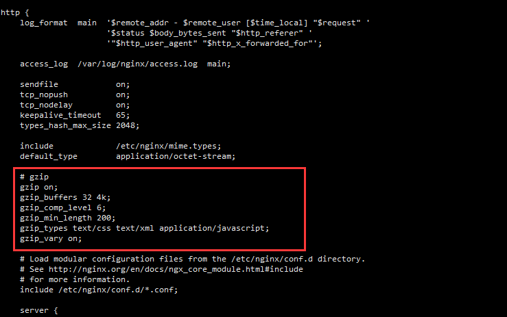 This is an nginx config image